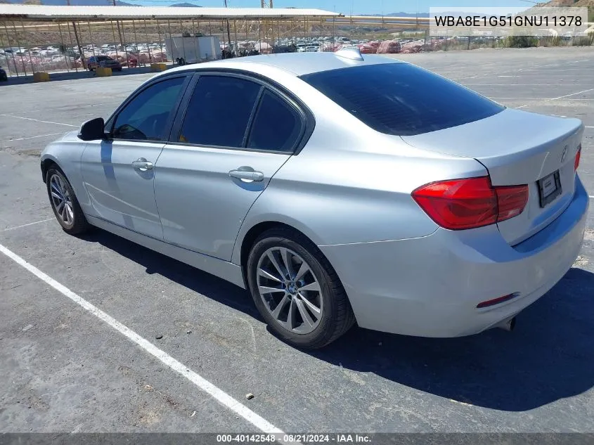 2016 BMW 320I VIN: WBA8E1G51GNU11378 Lot: 40142548