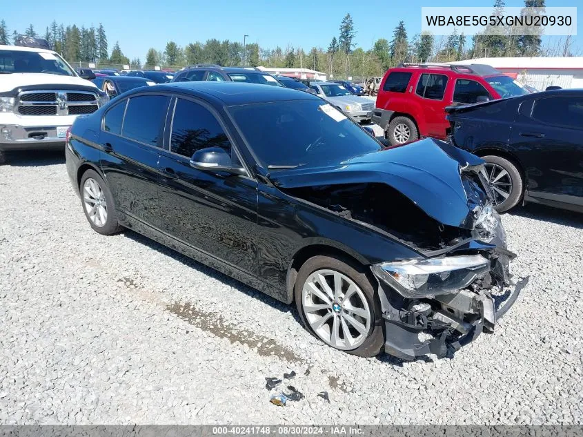 2016 BMW 320I xDrive VIN: WBA8E5G5XGNU20930 Lot: 40241748