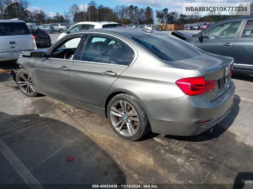 2016 BMW 340I VIN: WBA8B3C51GK777238 Lot: 40853439