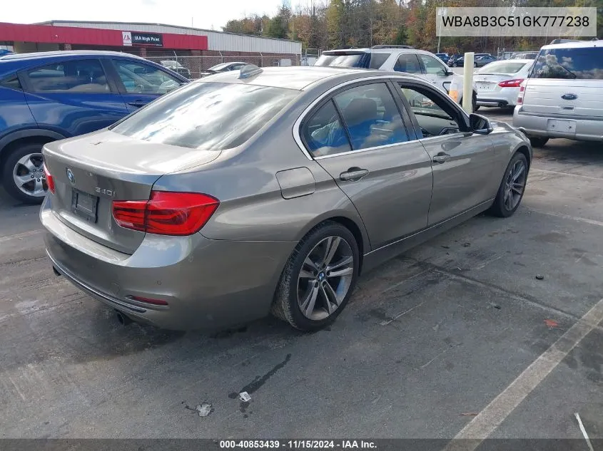 2016 BMW 340I VIN: WBA8B3C51GK777238 Lot: 40853439