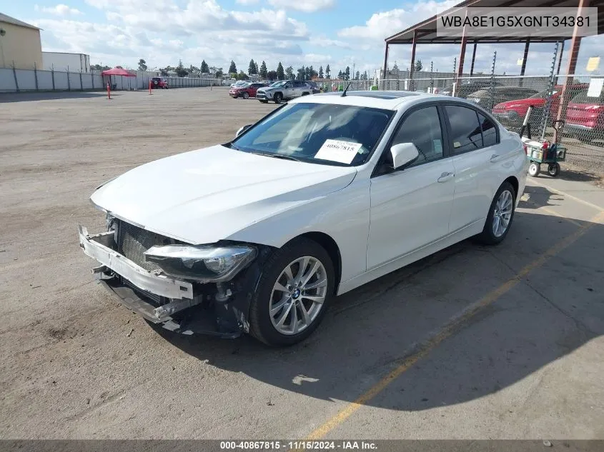 2016 BMW 320I VIN: WBA8E1G5XGNT34381 Lot: 40867815