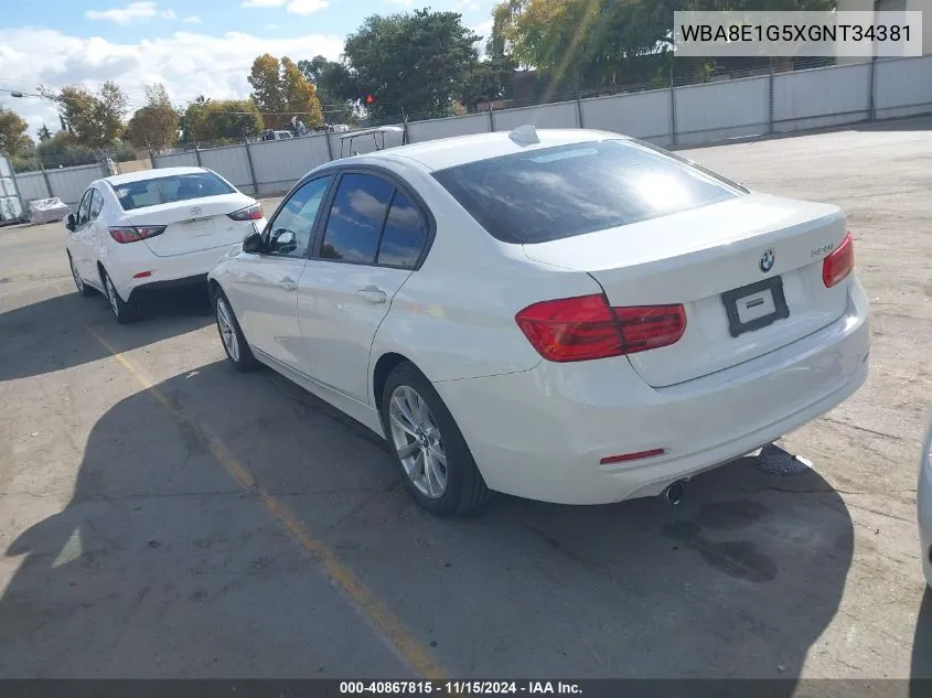 2016 BMW 320I VIN: WBA8E1G5XGNT34381 Lot: 40867815