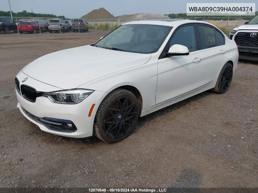 2017 BMW 3 Series VIN: WBA8D9C39HA004374 Lot: 12070848