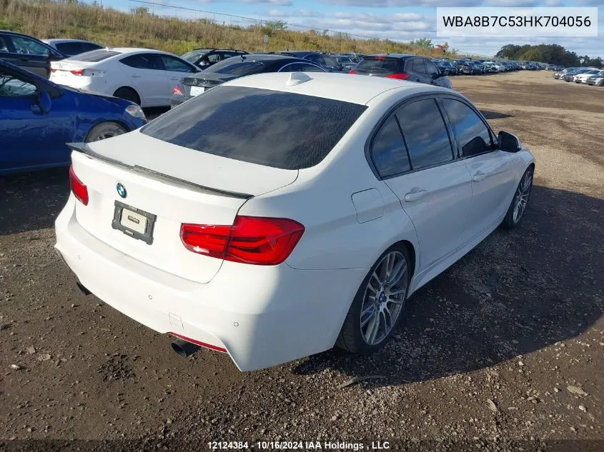 2017 BMW 3 Series VIN: WBA8B7C53HK704056 Lot: 12124384