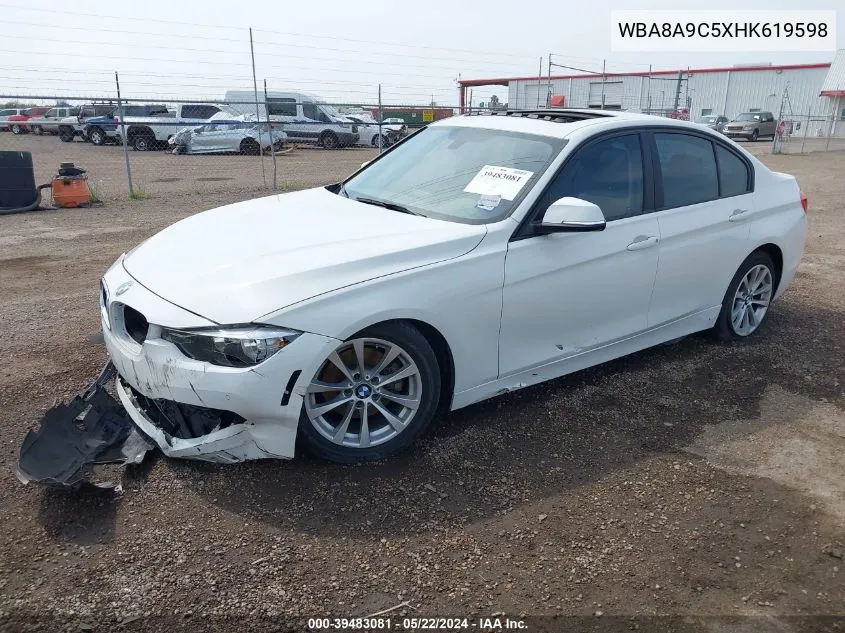 2017 BMW 320I VIN: WBA8A9C5XHK619598 Lot: 39483081