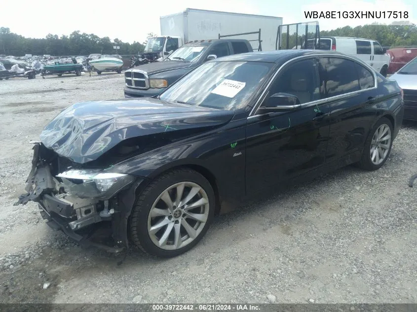 2017 BMW 320I VIN: WBA8E1G3XHNU17518 Lot: 39722442