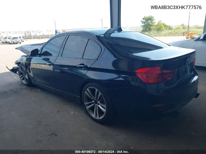 2017 BMW 340I I VIN: WBA8B3C3XHK777576 Lot: 40106072