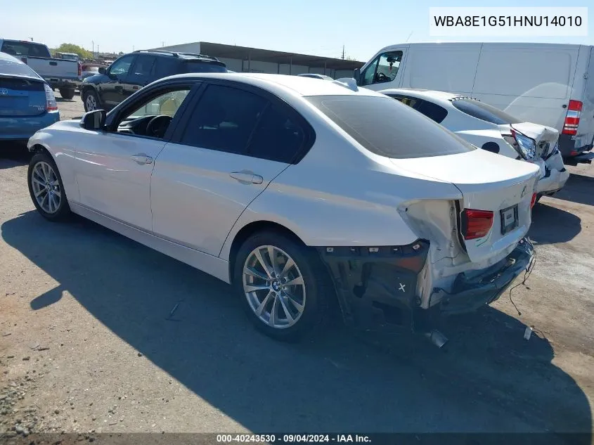 2017 BMW 320I VIN: WBA8E1G51HNU14010 Lot: 40243530