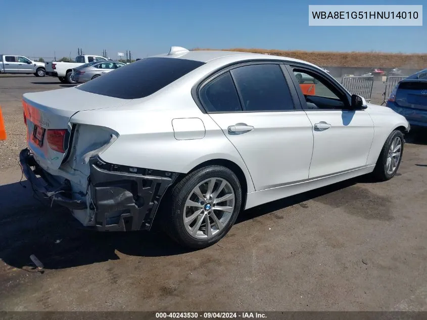 2017 BMW 320I VIN: WBA8E1G51HNU14010 Lot: 40243530