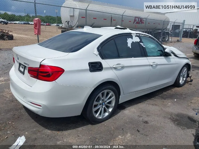 2017 BMW 320I VIN: WBA8E1G51HNU14959 Lot: 40250151