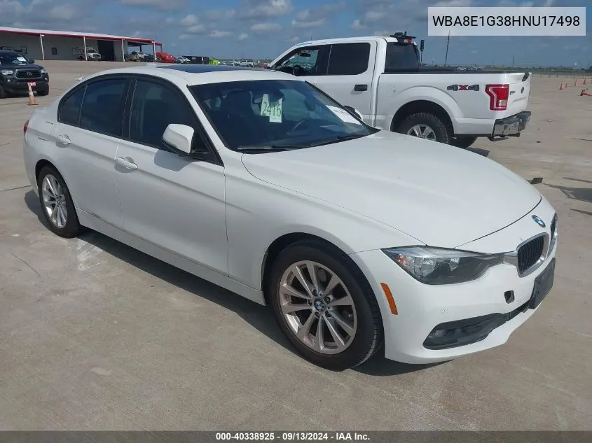 2017 BMW 320I VIN: WBA8E1G38HNU17498 Lot: 40338925