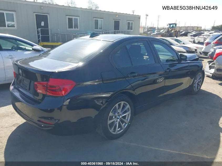 2017 BMW 320I xDrive VIN: WBA8E5G38HNU42649 Lot: 40361060