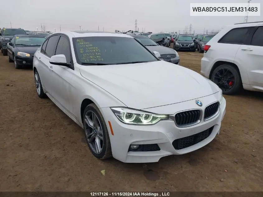 2018 BMW 3 Series VIN: WBA8D9C51JEM31483 Lot: 12117126