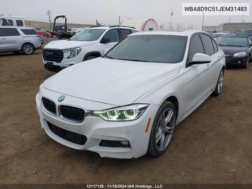 2018 BMW 3 Series VIN: WBA8D9C51JEM31483 Lot: 12117126