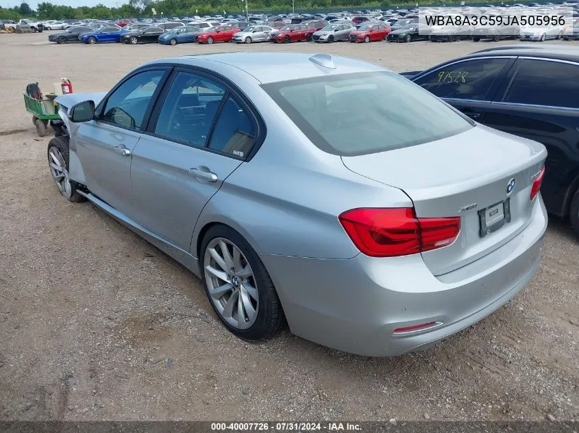 2018 BMW 320I xDrive VIN: WBA8A3C59JA505956 Lot: 40007726