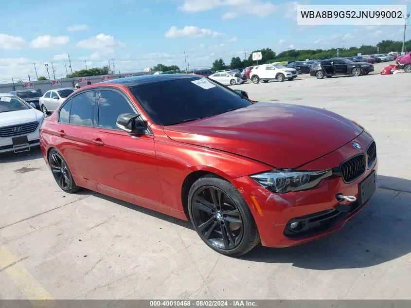 2018 BMW 330I VIN: WBA8B9G52JNU99002 Lot: 40010468