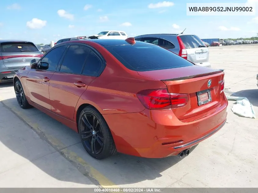 2018 BMW 330I VIN: WBA8B9G52JNU99002 Lot: 40010468