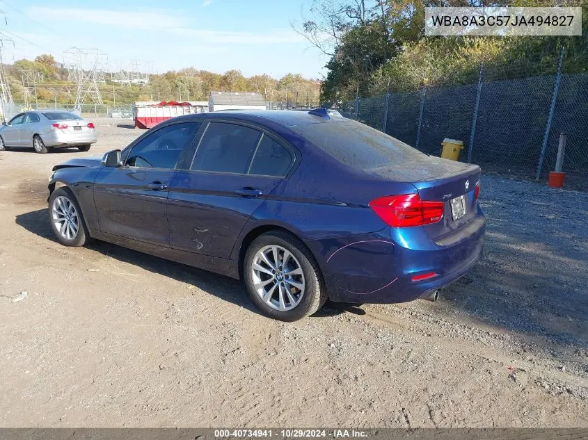 2018 BMW 320I xDrive VIN: WBA8A3C57JA494827 Lot: 40734941