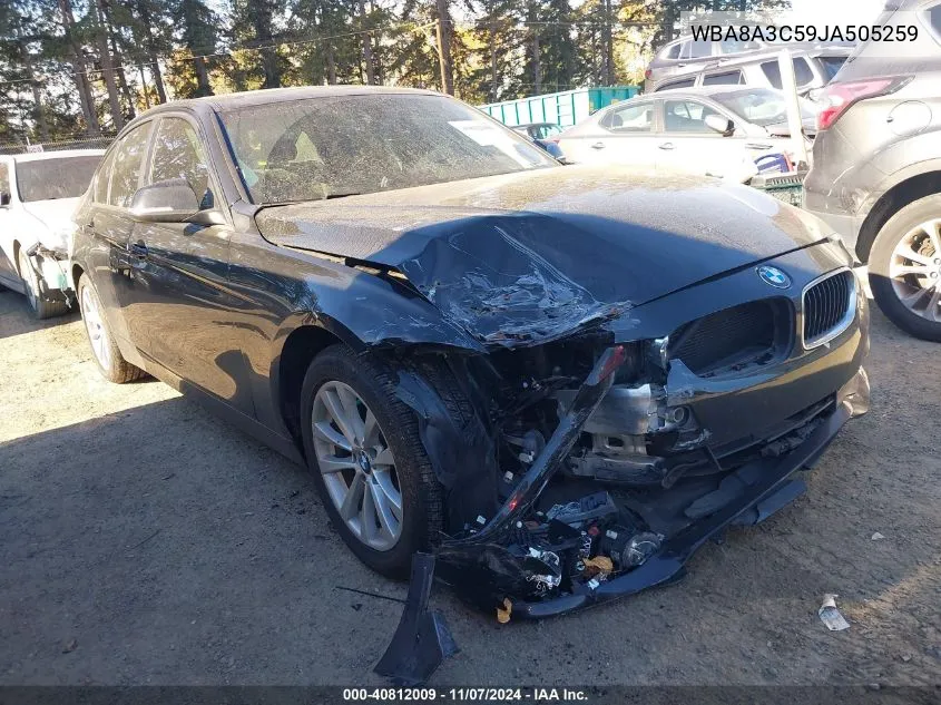 2018 BMW 320I xDrive VIN: WBA8A3C59JA505259 Lot: 40812009