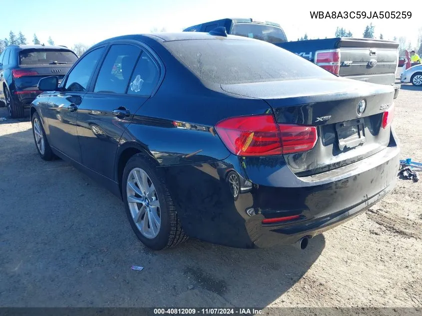 2018 BMW 320I xDrive VIN: WBA8A3C59JA505259 Lot: 40812009