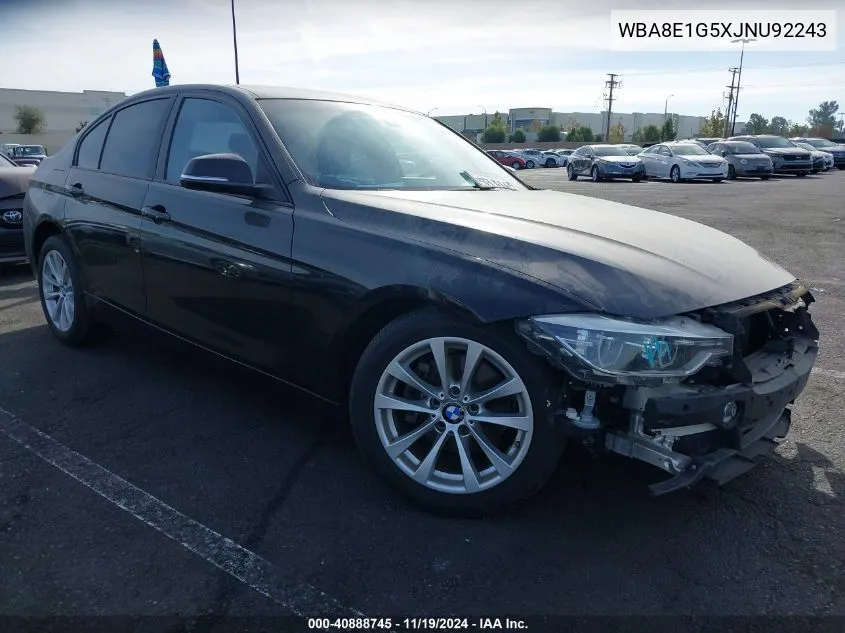 2018 BMW 320I VIN: WBA8E1G5XJNU92243 Lot: 40888745