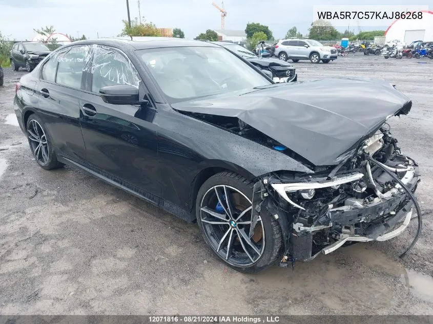 2019 BMW 3 Series VIN: WBA5R7C57KAJ86268 Lot: 12071816