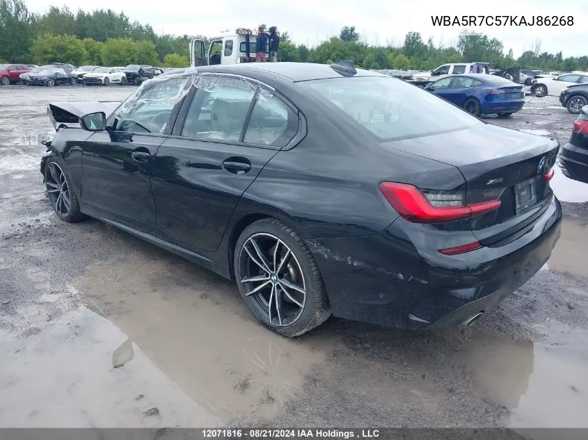 2019 BMW 3 Series VIN: WBA5R7C57KAJ86268 Lot: 12071816