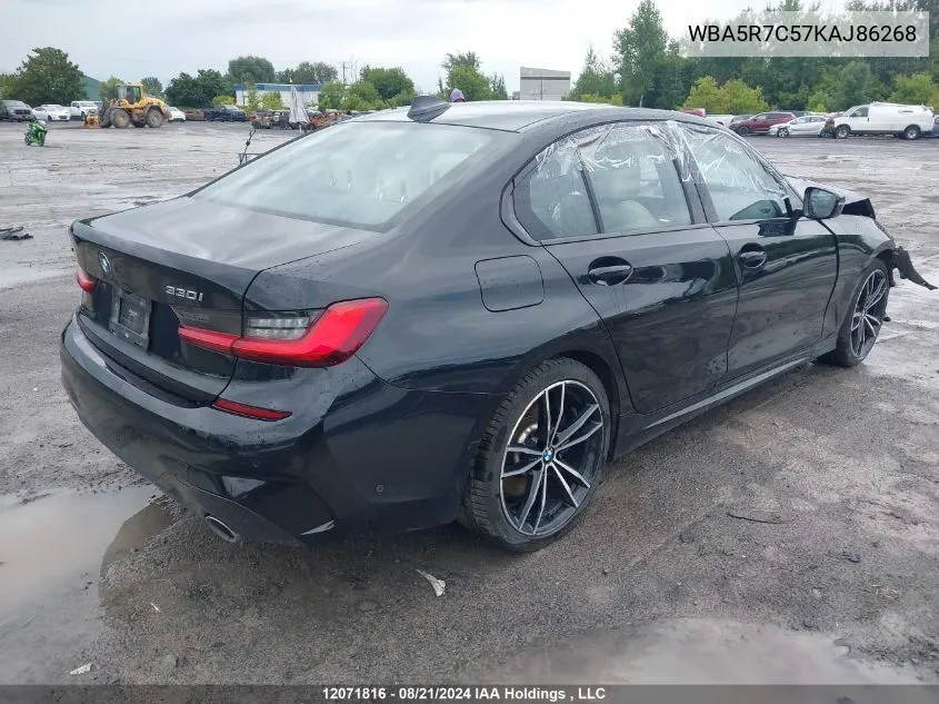 2019 BMW 3 Series VIN: WBA5R7C57KAJ86268 Lot: 12071816