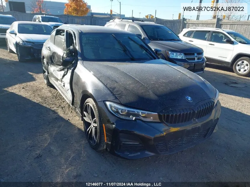 2019 BMW 3 Series VIN: WBA5R7C52KAJ87022 Lot: 12146077