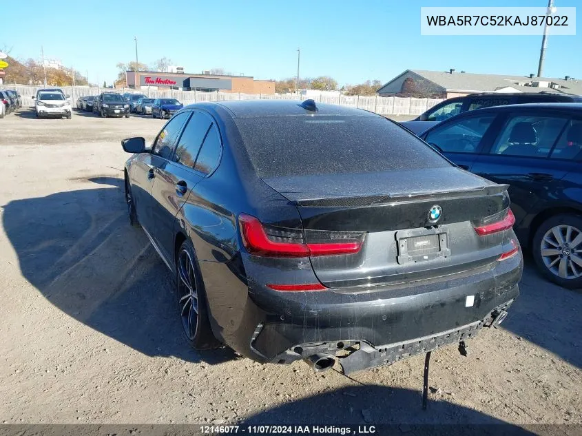 2019 BMW 3 Series VIN: WBA5R7C52KAJ87022 Lot: 12146077