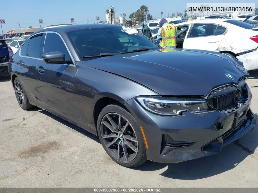 2019 BMW 330I VIN: 3MW5R1J53K8B03656 Lot: 39687900