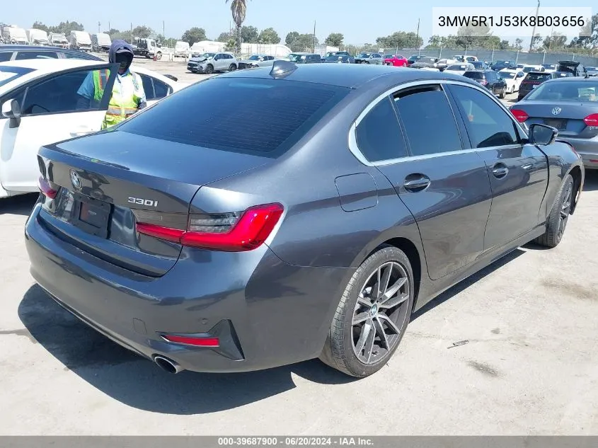 2019 BMW 330I VIN: 3MW5R1J53K8B03656 Lot: 39687900