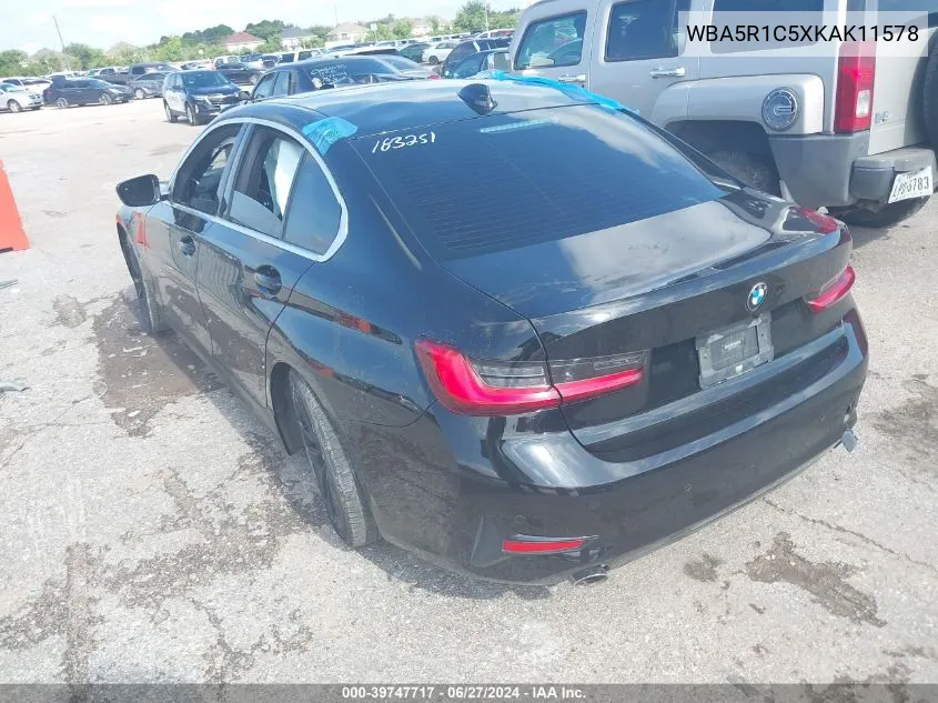 2019 BMW 330I VIN: WBA5R1C5XKAK11578 Lot: 39747717