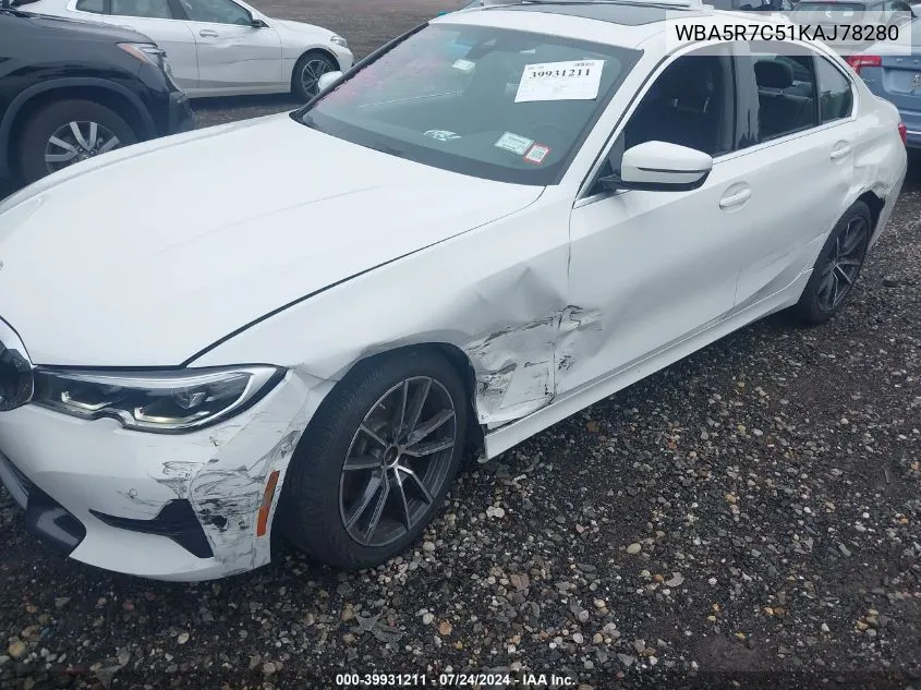 2019 BMW 330I xDrive VIN: WBA5R7C51KAJ78280 Lot: 39931211