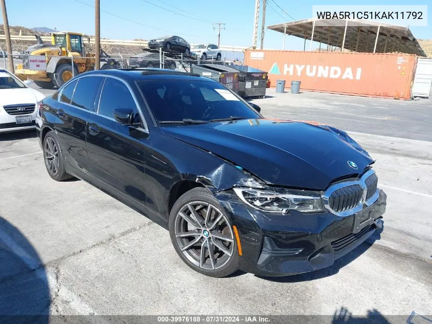 2019 BMW 330I VIN: WBA5R1C51KAK11792 Lot: 39976188