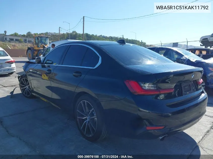 WBA5R1C51KAK11792 2019 BMW 330I