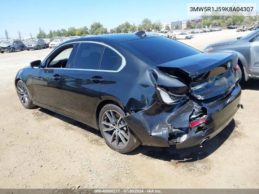 2019 BMW 330I VIN: 3MW5R1J59K8A04307 Lot: 40000217