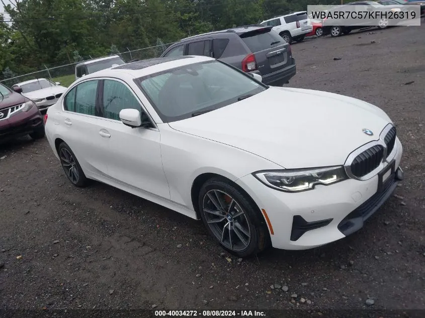 2019 BMW 330I xDrive VIN: WBA5R7C57KFH26319 Lot: 40034272