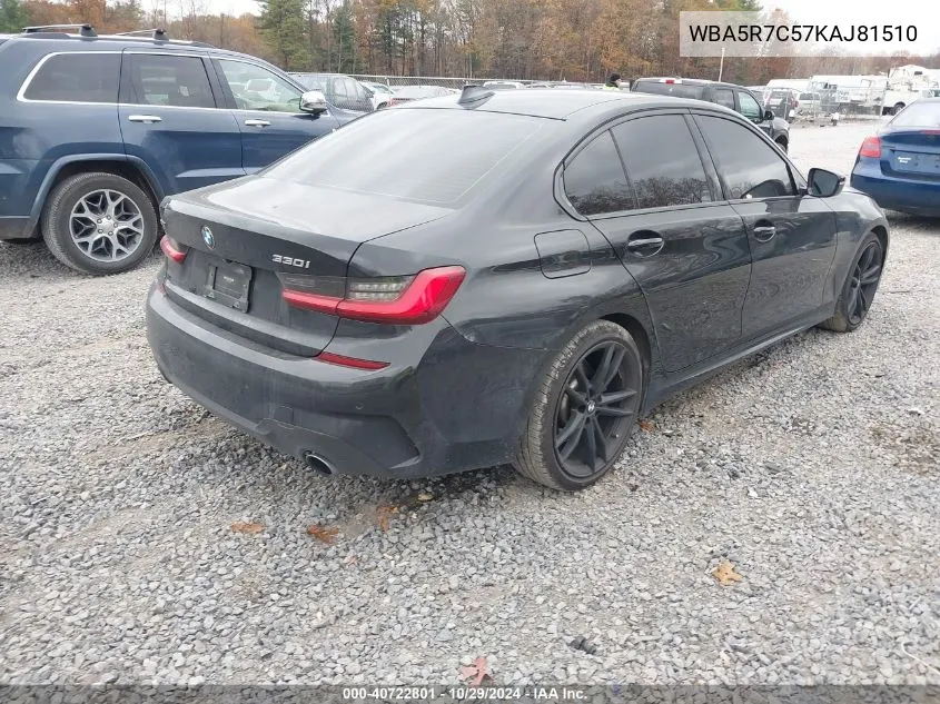 2019 BMW 330I xDrive VIN: WBA5R7C57KAJ81510 Lot: 40722801