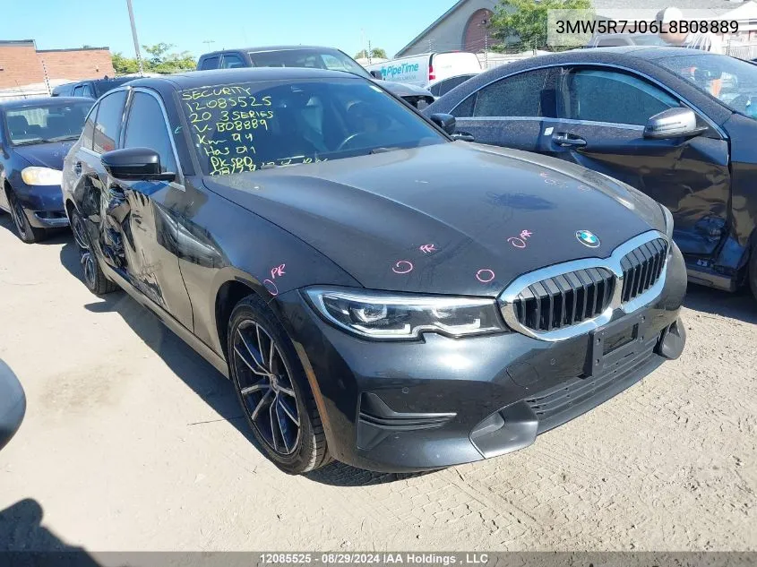 2020 BMW 3 Series VIN: 3MW5R7J06L8B08889 Lot: 12085525