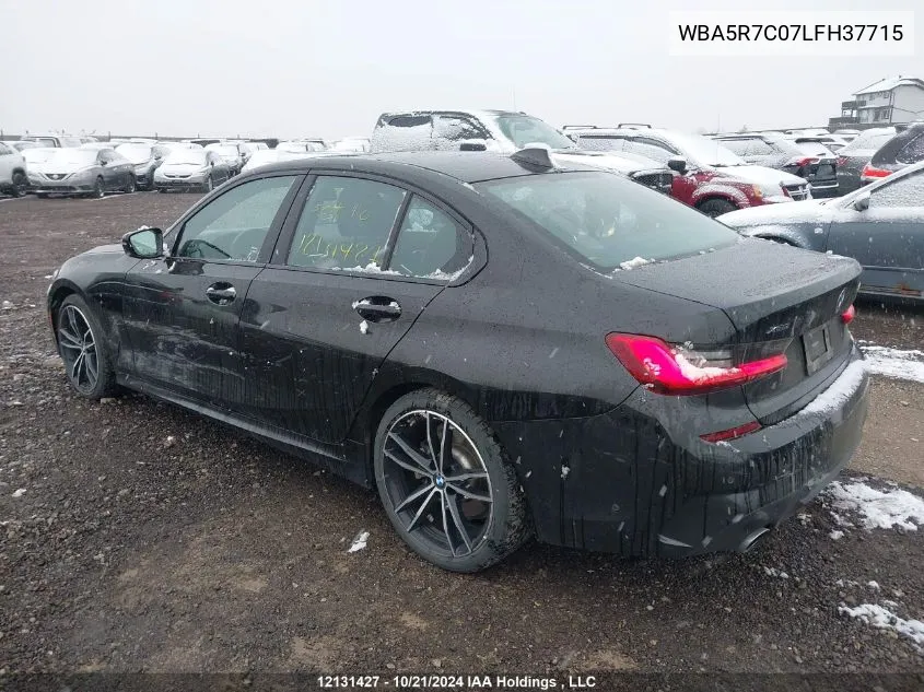 2020 BMW 3 Series 330I xDrive VIN: WBA5R7C07LFH37715 Lot: 12131427