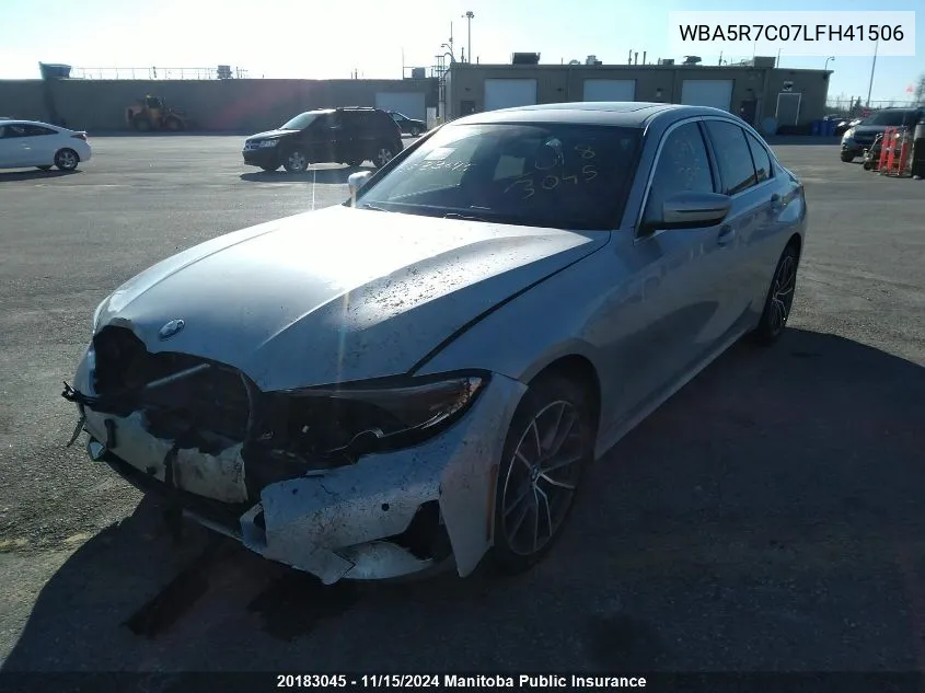 2020 BMW 330I xDrive VIN: WBA5R7C07LFH41506 Lot: 20183045