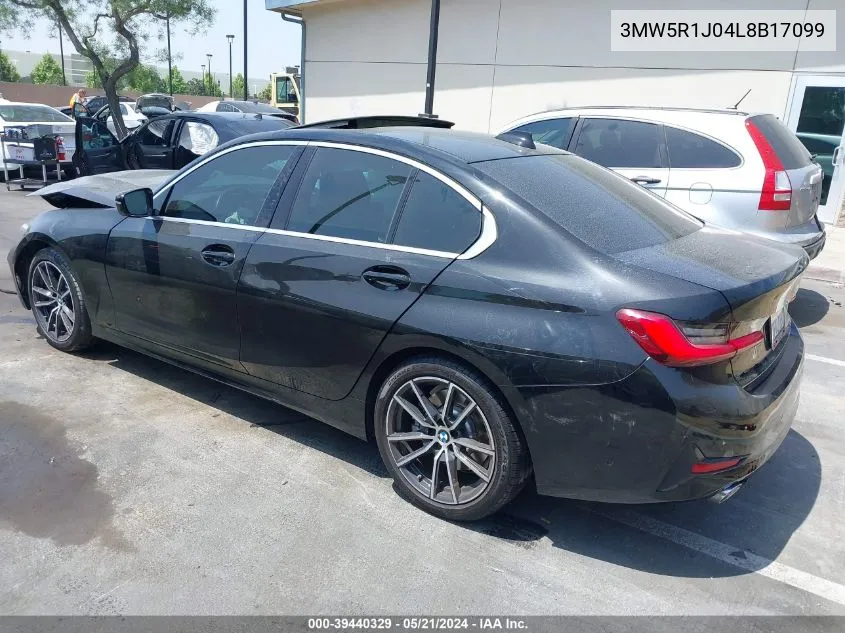 2020 BMW 330I VIN: 3MW5R1J04L8B17099 Lot: 39440329