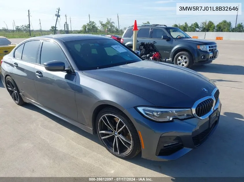 2020 BMW 3 Series 330I xDrive VIN: 3MW5R7J01L8B32646 Lot: 39812097