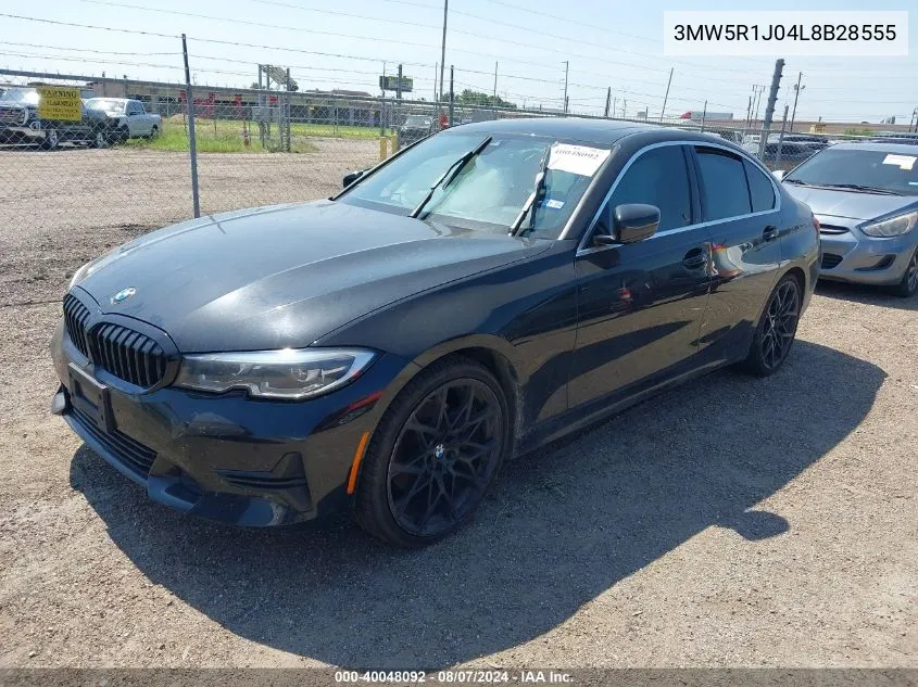 2020 BMW 330I VIN: 3MW5R1J04L8B28555 Lot: 40048092