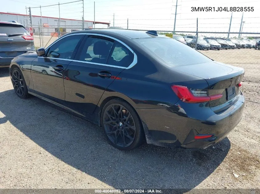 2020 BMW 330I VIN: 3MW5R1J04L8B28555 Lot: 40048092