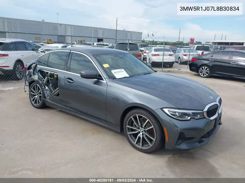 2020 BMW 330I VIN: 3MW5R1J07L8B30834 Lot: 40250191