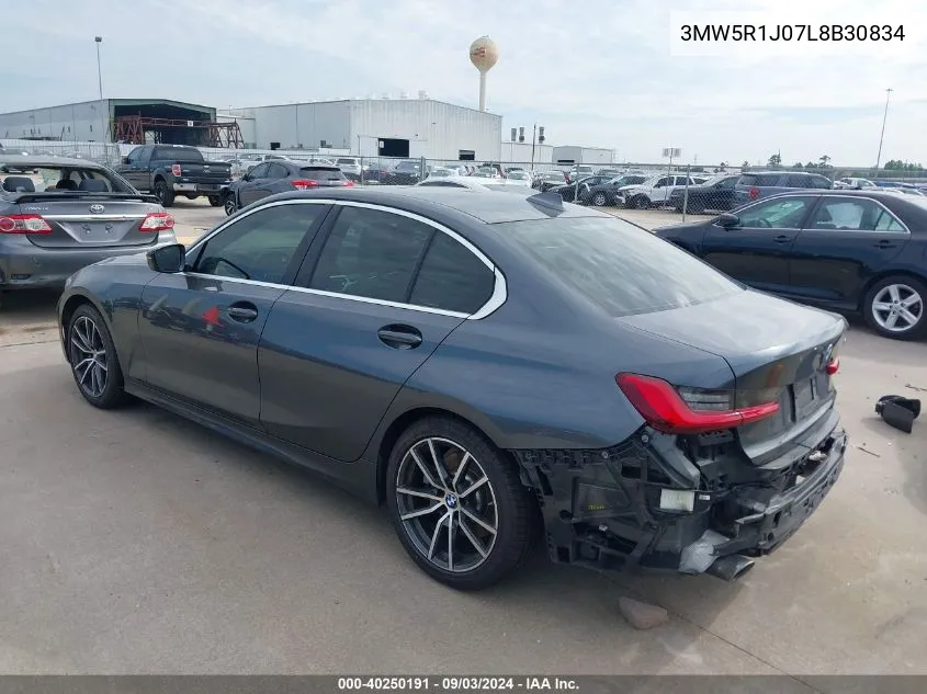 2020 BMW 330I VIN: 3MW5R1J07L8B30834 Lot: 40250191