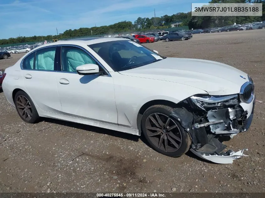 2020 BMW 330I VIN: 3MW5R7J01L8B35188 Lot: 40275545