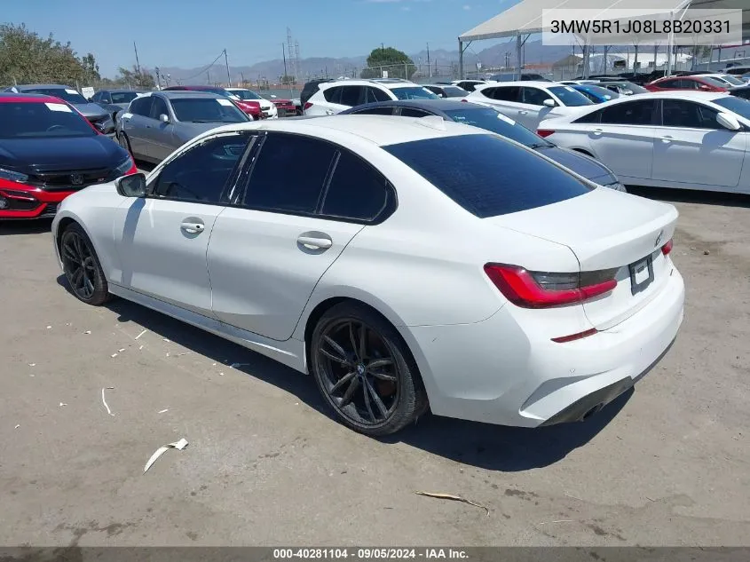 2020 BMW 3 Series 330I VIN: 3MW5R1J08L8B20331 Lot: 40281104